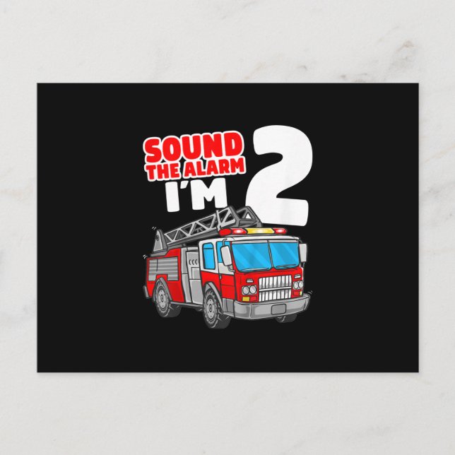Cartes Pour Fêtes Annuelles Camion d'incendie 2 ans pompier 2e anniversaire (Devant)