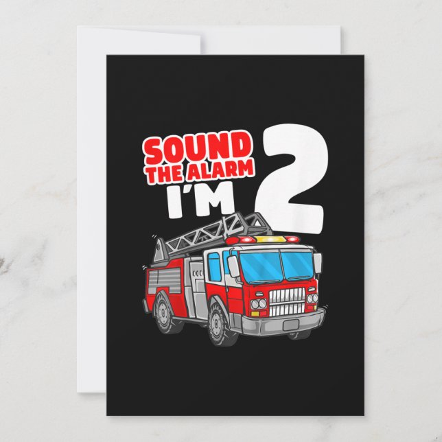 Cartes Pour Fêtes Annuelles Camion d'incendie 2 ans pompier 2e anniversaire (Devant)
