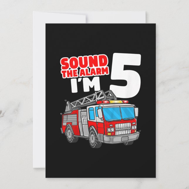Cartes Pour Fêtes Annuelles Camion-feu 5 ans pompier 5 ans Anniversaire (Devant)