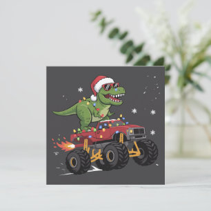 Cartes Pour Fêtes Annuelles Camion Monstre de Noël Dinosaure T-Rex 