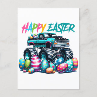 Cartes Pour Fêtes Annuelles camion monstre et oeufs de pâques