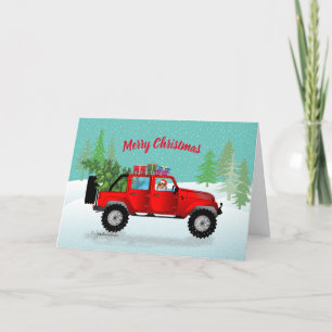 Cartes Pour Fêtes Annuelles Camion Rouge 4x4 avec étagère Sable, en Fête de ne