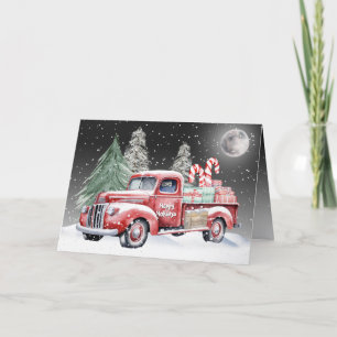 Cartes Pour Fêtes Annuelles Camion rouge de Noël avec cannes de bonbon