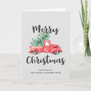 Cartes Pour Fêtes Annuelles Camion rouge et vacances d'entreprise en arbre