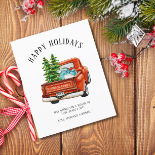 Cartes Pour Fêtes Annuelles Camion rouge rustique Joyeux Noël Arbre de Noël
