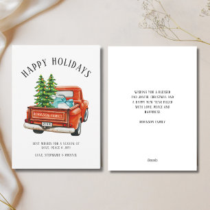 Cartes Pour Fêtes Annuelles Camion rouge rustique Joyeux Noël Arbre de Noël
