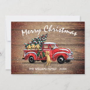 Cartes Pour Fêtes Annuelles Camion rouge vintage avec chiens Noël rustique