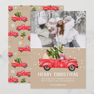 Cartes Pour Fêtes Annuelles Camion rouge vintage retro arbre de Noël photo bei