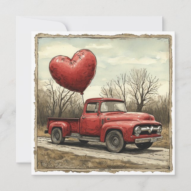 Cartes Pour Fêtes Annuelles Camion Saint-Valentin : Expédition au coeur (Devant)