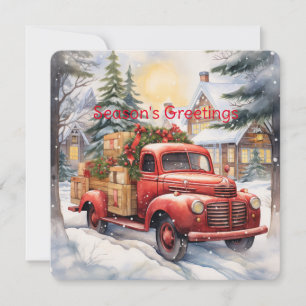 Cartes Pour Fêtes Annuelles Camion vintage De Ferme Rouge Chargé Pour Noël
