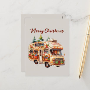 Cartes Pour Fêtes Annuelles Camionnette en pain d'épice à l'aquarelle de Noël 