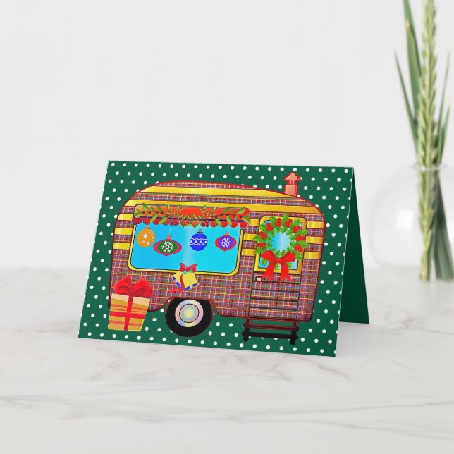 Cartes Pour Fêtes Annuelles Camionnette Rétro Joyeuse et Festive (Devant)