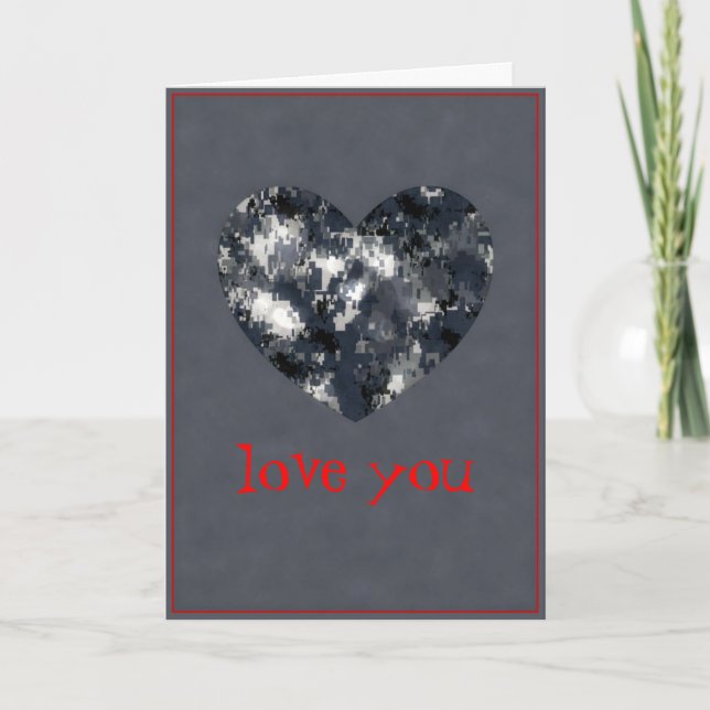 Cartes Pour Fêtes Annuelles Camo de marine "love you" Valentine Heart Card (Devant)