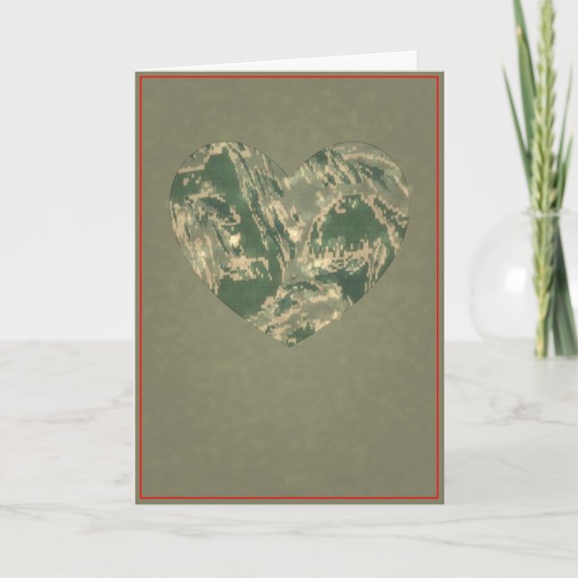 Cartes Pour Fêtes Annuelles Camo vert militaire américain Saint Valentin (Devant)