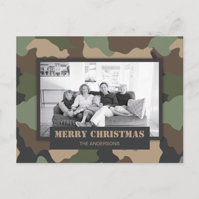 Cartes Pour Fêtes Annuelles Camouflage Camo Photo de Noël militaire (Devant)