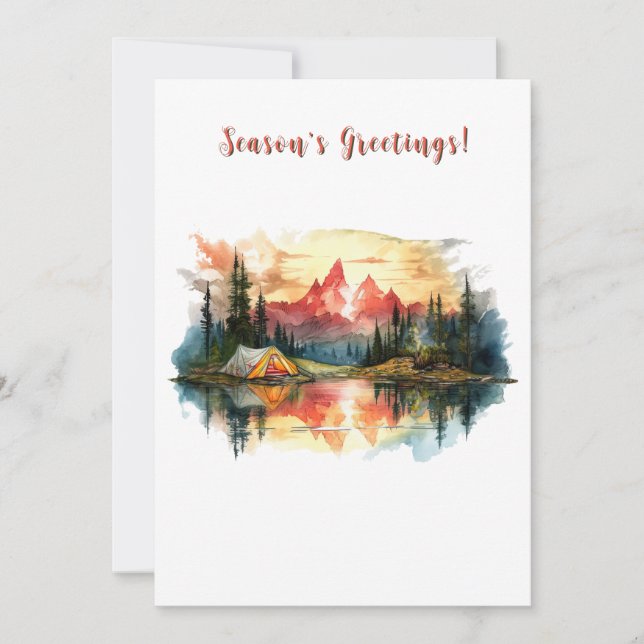 Cartes Pour Fêtes Annuelles Camp Adventure Sunset Pine Tree Noël (Devant)