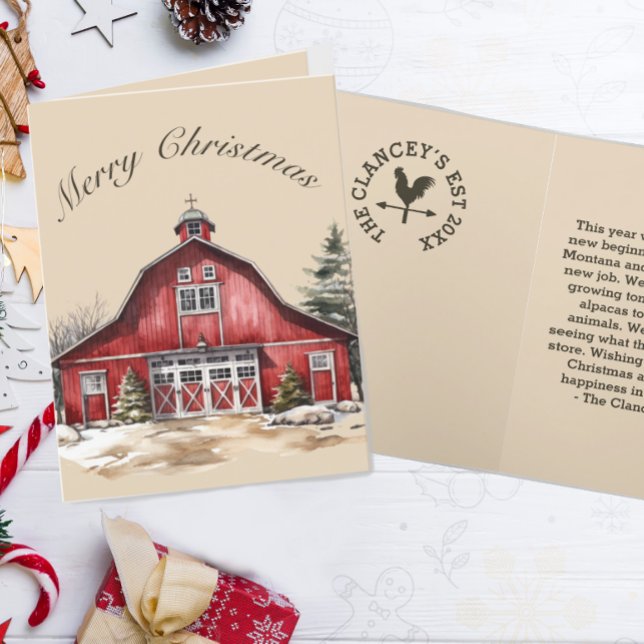 Cartes Pour Fêtes Annuelles Campagne agricole Message personnalisé de Noël (Créateur téléchargé)