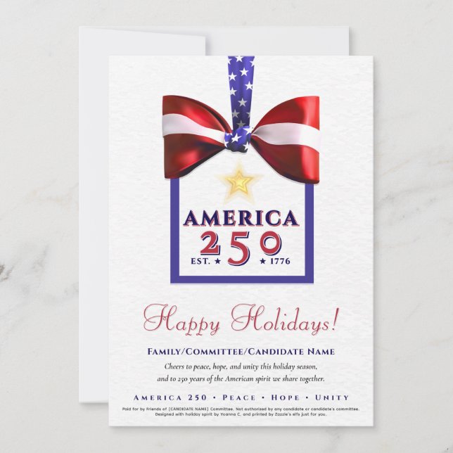 Cartes Pour Fêtes Annuelles Campagne calendrier America 250 Patriotic 2026 (Devant)