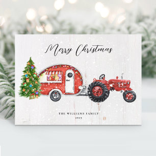 Cartes Pour Fêtes Annuelles Camper rouge vintage Noël non photo