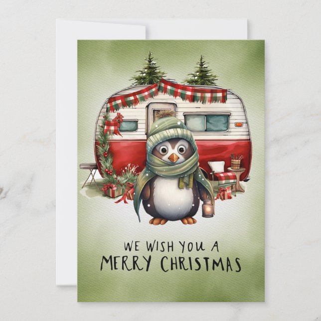 Cartes Pour Fêtes Annuelles Camping Snowman Thème de Noël (Devant)