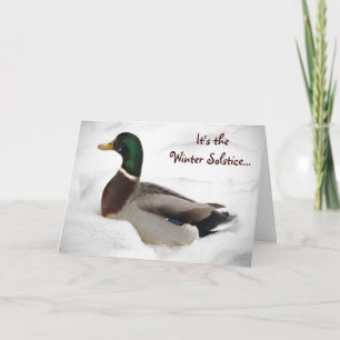 Cartes Pour Fêtes Annuelles Canard dans le solstice d'hiver de neige