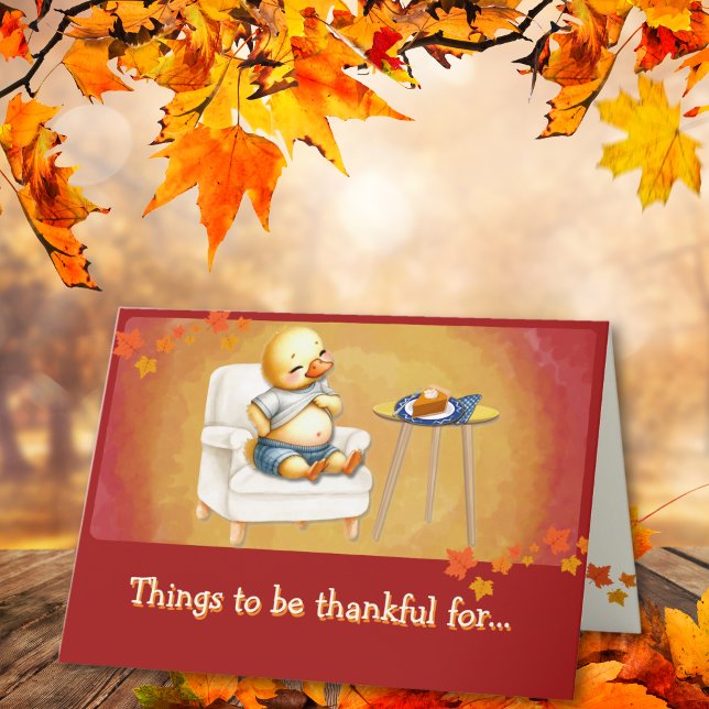 Cartes Pour Fêtes Annuelles Canard Remerciant Avec Pantalon Stretchy Thanksgiv (Créateur téléchargé)