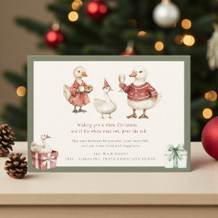 Cartes Pour Fêtes Annuelles Canards de Noël spirituels rouge et vert dessin à