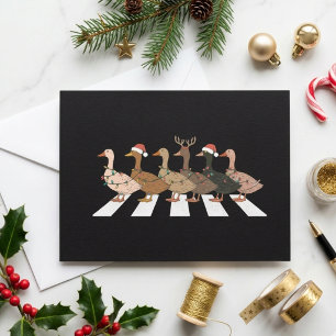 Cartes Pour Fêtes Annuelles Canards drôles de Noël traversant le design de cha