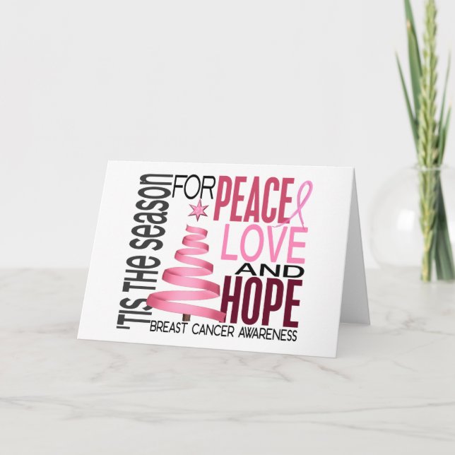 Cartes Pour Fêtes Annuelles Cancer du sein de vacances de Noël d'espoir (Devant)
