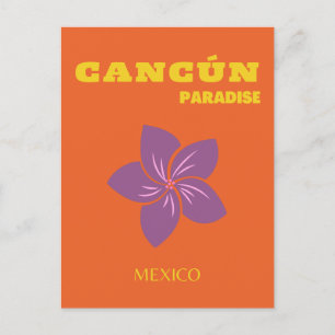 Cartes Pour Fêtes Annuelles Cancun, Mexique, Art Voyage, Art Tropical, Orange