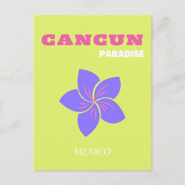 Cartes Pour Fêtes Annuelles Cancun, Mexique Travel Art, Tropical Art, Vert (Devant)