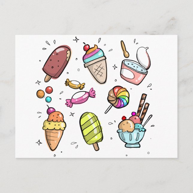 Cartes Pour Fêtes Annuelles Candy and ice Cream (Devant)