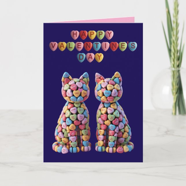 Cartes Pour Fêtes Annuelles Candy Cats Valentine's Day Card (Devant)