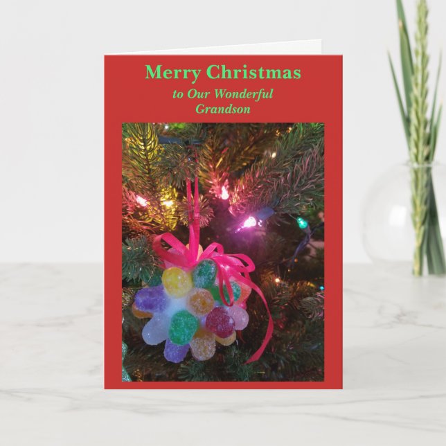 Cartes Pour Fêtes Annuelles Candy Drops Christmas Grandson Card (Devant)