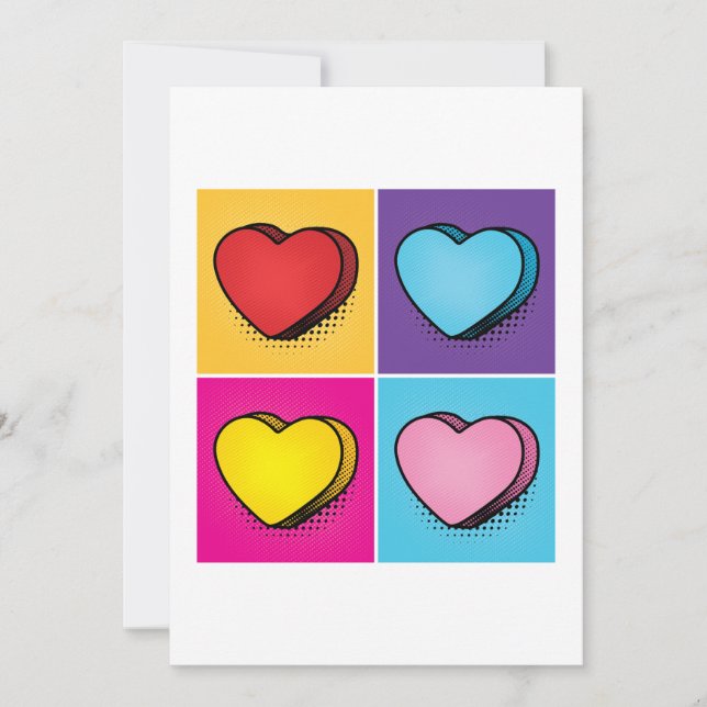 Cartes Pour Fêtes Annuelles Candy Heart Hearts Pop Art Valentine's Day (Devant)