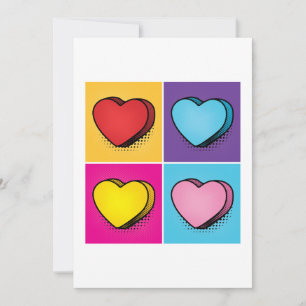 Cartes Pour Fêtes Annuelles Candy Heart Hearts Pop Art Valentine's Day