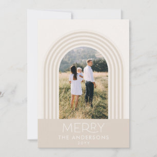 Cartes Pour Fêtes Annuelles Candy pastel crème rayée arc-en-ciel photo Noël