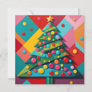 Cartes Pour Fêtes Annuelles Candy Pop Art Design géométrique d'un arbre de Noë