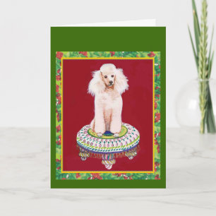 Cartes Pour Fêtes Annuelles Caniche blanche sur outil Noël Salutations
