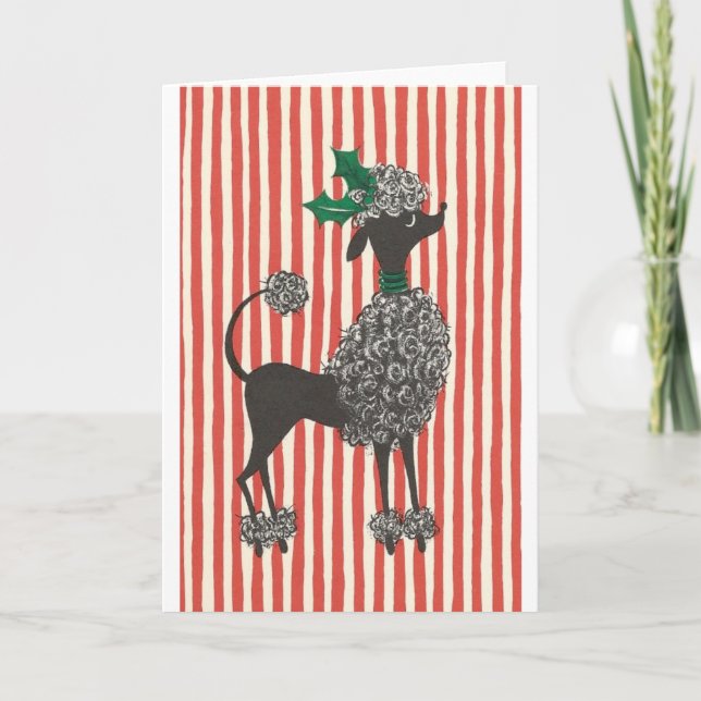 Cartes Pour Fêtes Annuelles Caniche de Noël (Devant)