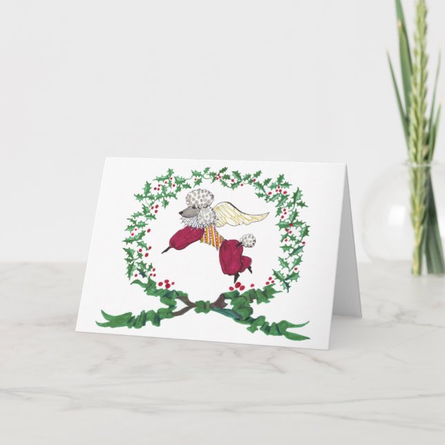 Cartes Pour Fêtes Annuelles Caniche écorçant pour la JOIE ! (Devant)