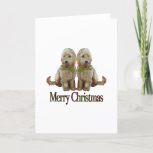 Cartes Pour Fêtes Annuelles Caniche, Noël d'or de couples de griffonnage : Art