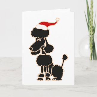 Cartes Pour Fêtes Annuelles Caniche noir drôle dans l'art de Noël de casquette