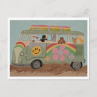 Caniches dans une camionnette hippie