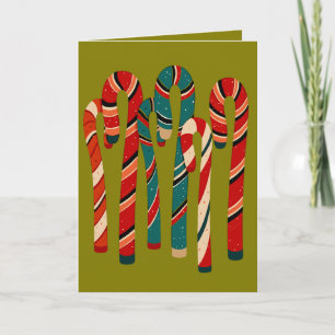 Cartes Pour Fêtes Annuelles Canne à bonbons de Noël moderne du milieu du siècl