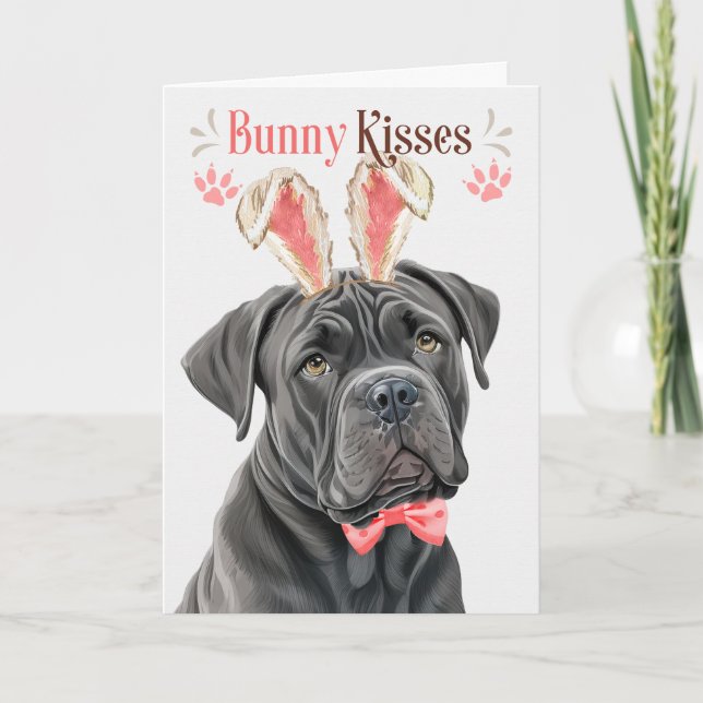 Cartes Pour Fêtes Annuelles Canne Corso Chien à Bunny Oreilles pour Pâques (Devant)