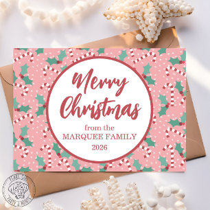 Cartes Pour Fêtes Annuelles Canne de Noël Bonbon Rose