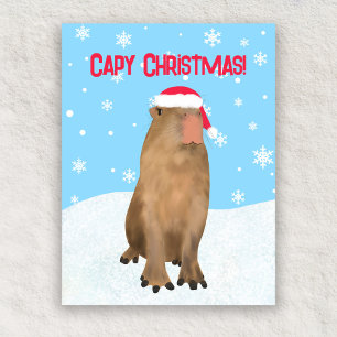 Cartes Pour Fêtes Annuelles Capable Noël drôle mignonne Capybara Pun neige