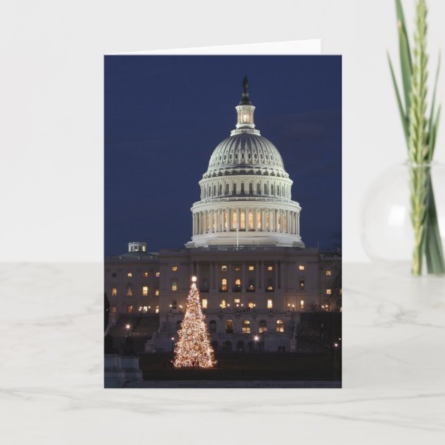Cartes Pour Fêtes Annuelles Capitol des USA célébrant la photo de Noël (Devant)
