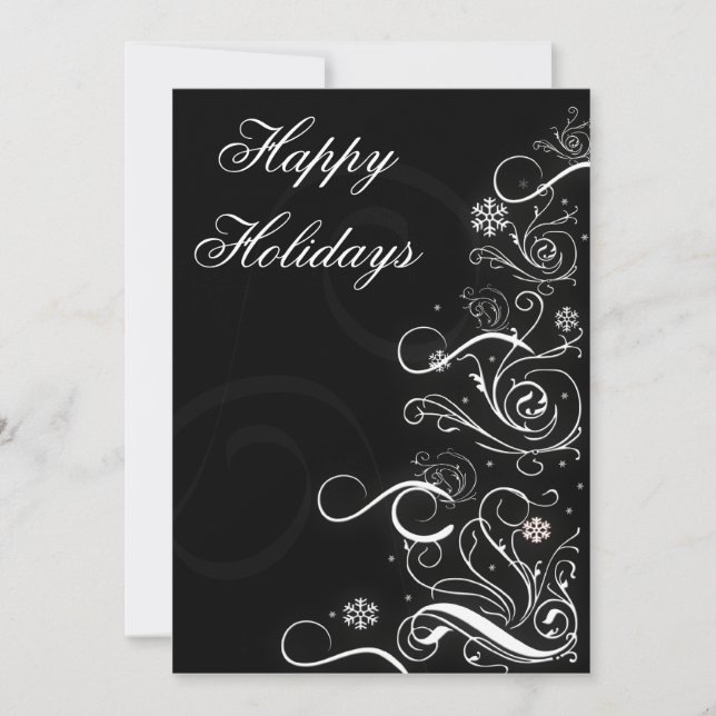 Cartes Pour Fêtes Annuelles Caporal Arbre de Noël noir et blanc (Devant)